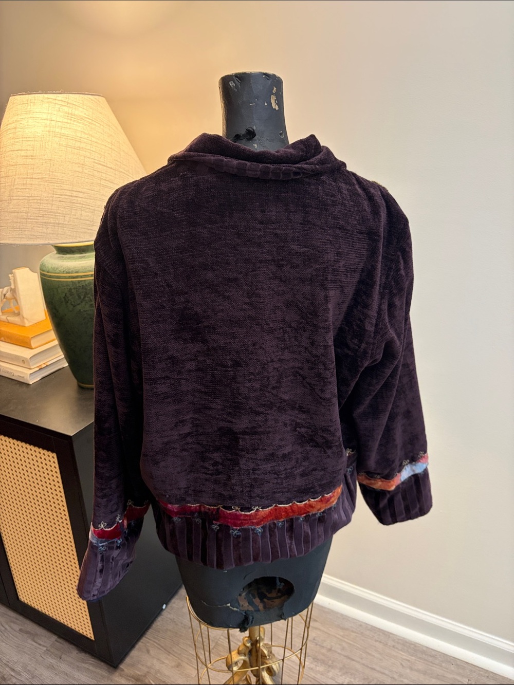 Flashback Boho Hippie Patchwork Velvet Button-Front Jacket Size Large 55% Cotton - Picture 8 of 14